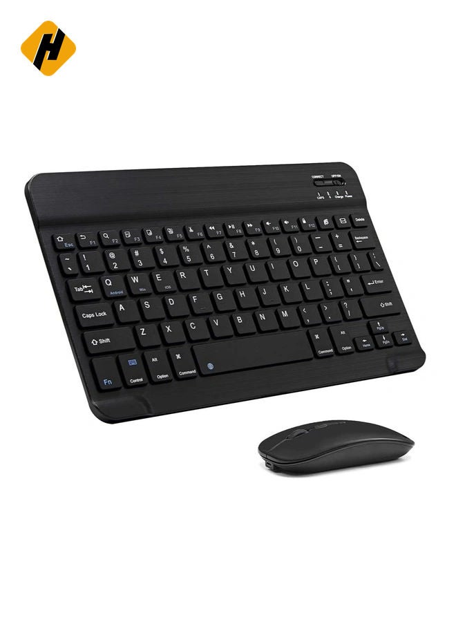 HuHa Arabic and English Bluetooth Keyboard and Mouse Combo, Ultra-Slim Portable Compact Wireless Mouse Keyboard Set for IOS Android Windows Tablet Phone iPhone iPad Pro Air Mini (Black)  - Image 1