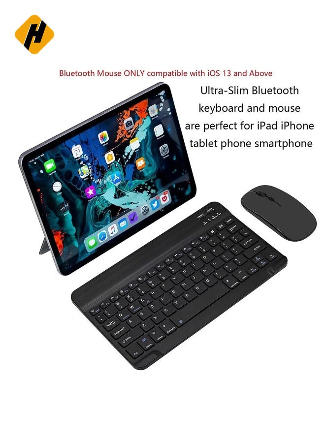 HuHa Arabic and English Bluetooth Keyboard and Mouse Combo, Ultra-Slim Portable Compact Wireless Mouse Keyboard Set for IOS Android Windows Tablet Phone iPhone iPad Pro Air Mini (Black)  - Image 2