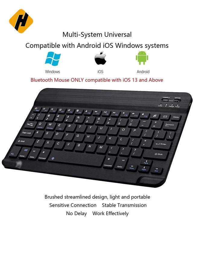 HuHa Arabic and English Bluetooth Keyboard and Mouse Combo, Ultra-Slim Portable Compact Wireless Mouse Keyboard Set for IOS Android Windows Tablet Phone iPhone iPad Pro Air Mini (Black)  - Image 3