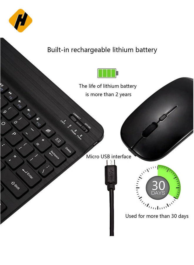 HuHa Arabic and English Bluetooth Keyboard and Mouse Combo, Ultra-Slim Portable Compact Wireless Mouse Keyboard Set for IOS Android Windows Tablet Phone iPhone iPad Pro Air Mini (Black)  - Image 5