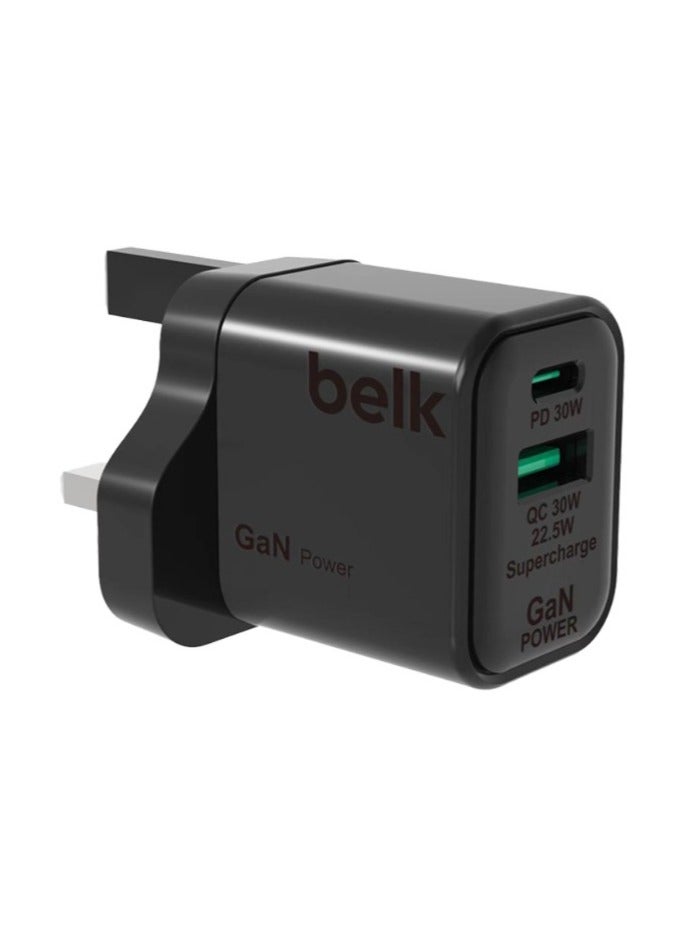 بيلك شاحن منزلي جداري 33 واط منفذين شحن الاول USB الثاني PD يدعم الشحن السريع - Image 1