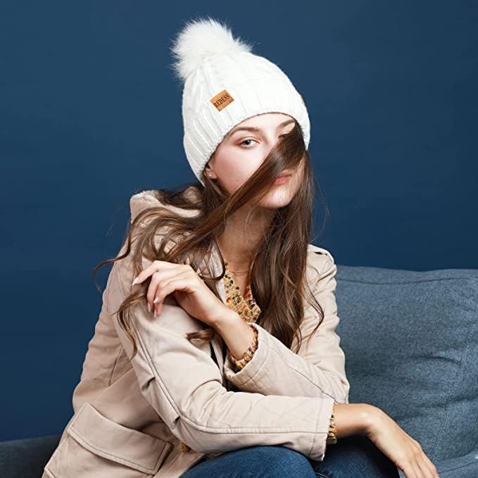 REDESS Women Winter Pompom Beanie Hat with Warm Fleece Lined, Thick Slouchy Snow Knit Skull Ski Cap - Image 3