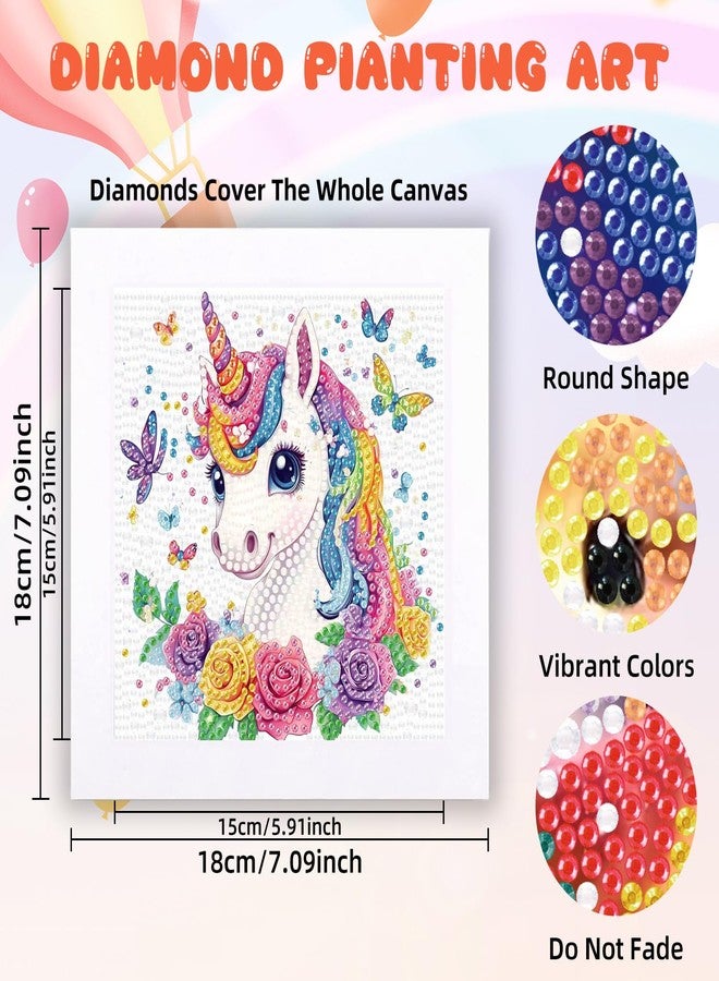 Mandun Unicorn Diamond Art Kits for Beginners, DIY 5D Diamond Painting Kits with Wooden Frame, Full Round Drill Gem Art Home Wall Decor 7x7 inch - Image 2