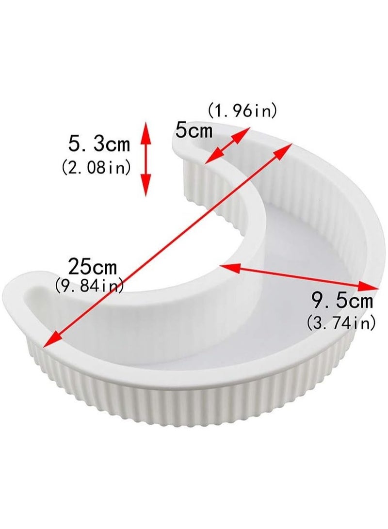 2Pcs Ramadan Decorations 3D Moon Shape Silicone Cake Mold Large Moon Crescent Mousse Cake Pan Bread Pizza Baking Molds for Eid Mubarak Islamic Muslim Party - Image 2