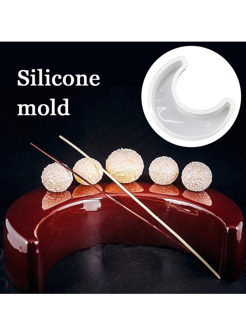 2Pcs Ramadan Decorations 3D Moon Shape Silicone Cake Mold Large Moon Crescent Mousse Cake Pan Bread Pizza Baking Molds for Eid Mubarak Islamic Muslim Party - Image 4