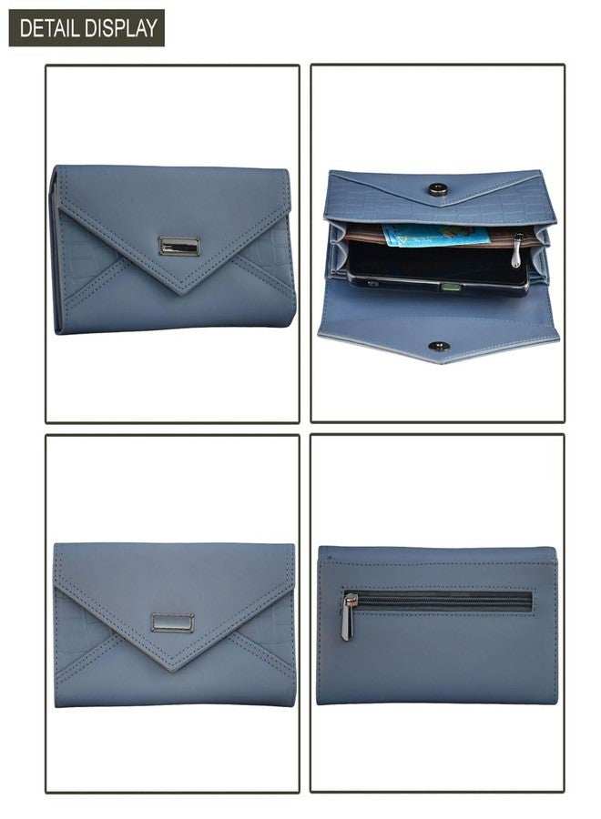 Saugat Traders Hand Wallet for Women, Girls - Women Hand Wallet Stylish Clutch - Designer Wallet Blue - Premium Leather - Image 3