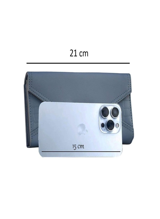 Saugat Traders Hand Wallet for Women, Girls - Women Hand Wallet Stylish Clutch - Designer Wallet Blue - Premium Leather - Image 4