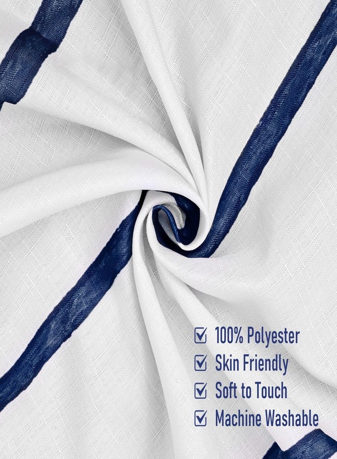 Treory Navy Blue and White Striped Shower Curtain Set with Hooks, Waterproof Polyester Fabric, Printed Hand-Drawn Stripe Design, Coastal Modern Farmhouse Bathroom Decor, 72" x 72" - Image 5