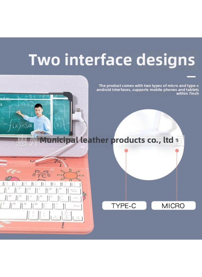 Generic - Android Mobile Phone Universal Keyboard Mouse Mobile Phone Protective Case Typing Chat Practice Suitable For Apple 15 Special Keyboard Mouse-Color:[white] Wired Keyboard + Wired Mouse - Image 1