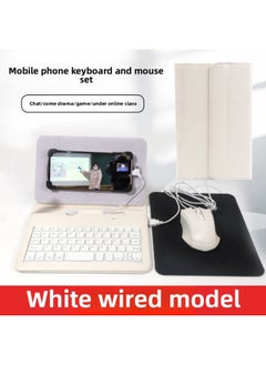 Android Mobile Phone Universal Keyboard Mouse Mobile Phone Protective Case Typing Chat Practice Suitable For Apple 15 Special Keyboard Mouse-Color:[white] Wired Keyboard + Wired Mouse