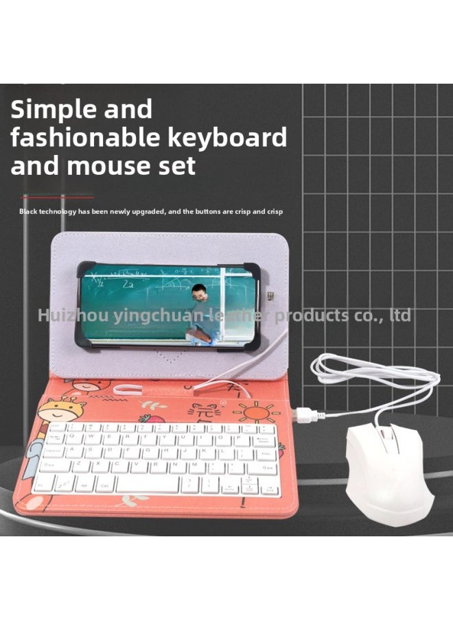 Generic - Android Mobile Phone Universal Keyboard Mouse Mobile Phone Protective Case Typing Chat Practice Suitable For Apple 15 Special Keyboard Mouse-Color:[white] Wired Keyboard + Wired Mouse - Image 1