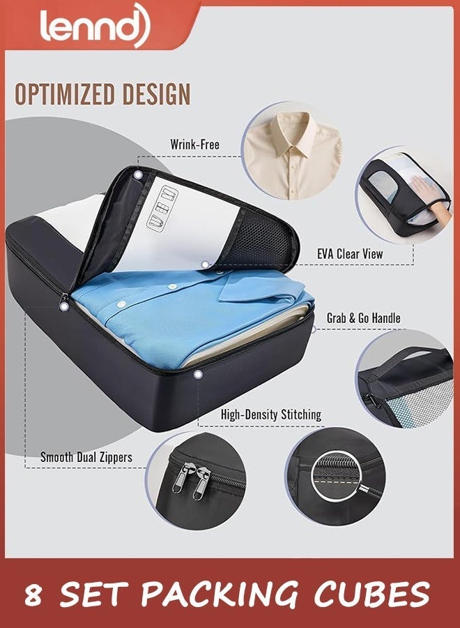 Lennd 8 Set Packing Cubes for Travel Essentials, Suitcase Organizer Bags in 4 Sizes, Carry-On Luggage Accessories with Large Laundry & Toiletry Bag, Must-Have for Airplane, Road Trip & Camping - Image 5