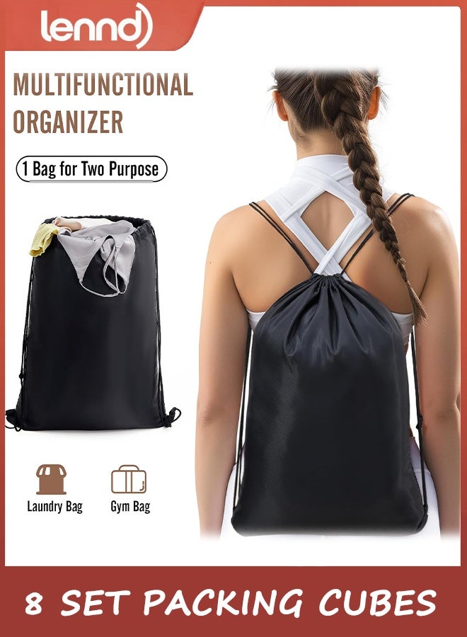 Lennd 8 Set Packing Cubes for Travel Essentials, Suitcase Organizer Bags in 4 Sizes, Carry-On Luggage Accessories with Large Laundry & Toiletry Bag, Must-Have for Airplane, Road Trip & Camping - Image 2