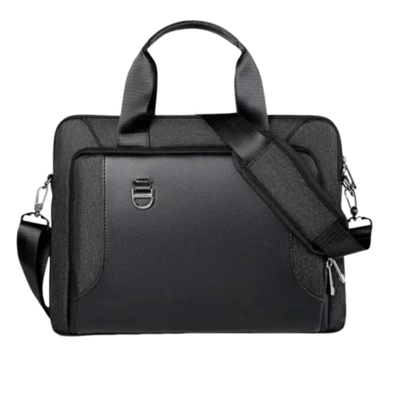 Shockproof Laptop Bag 15.6 Inch Waterproof Nylon - Adjustable Shoulder Strap with Eco-Leather Pocket for Business Travel - Image 1
