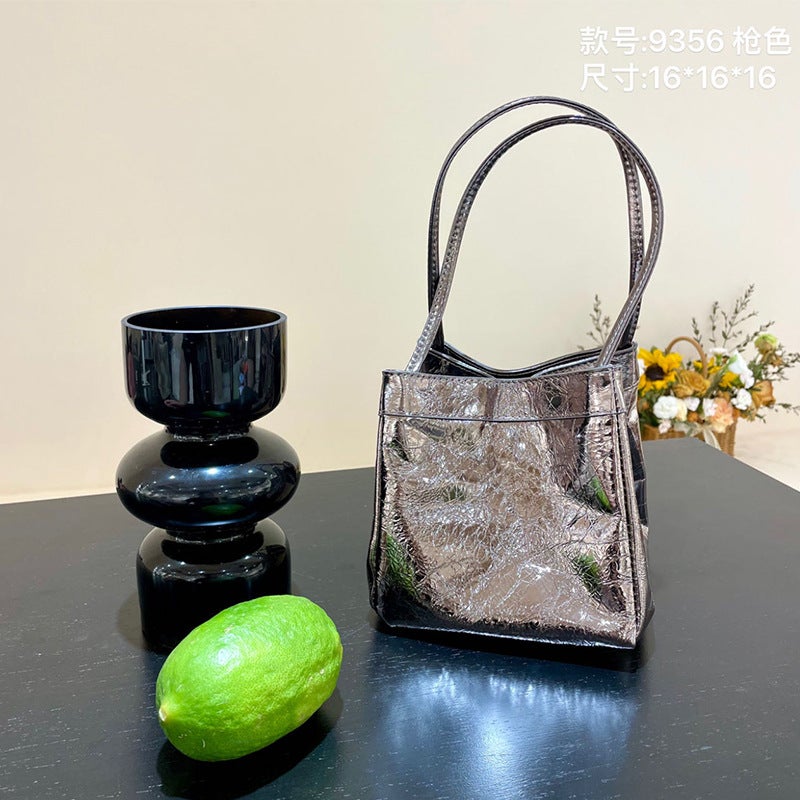 Bag Women'S 2021 New Korean Genuine Leather Small Square Bag All-Match Sheepskin Bucket Bag Niche Fashionable Underarm Handbag - Image 1