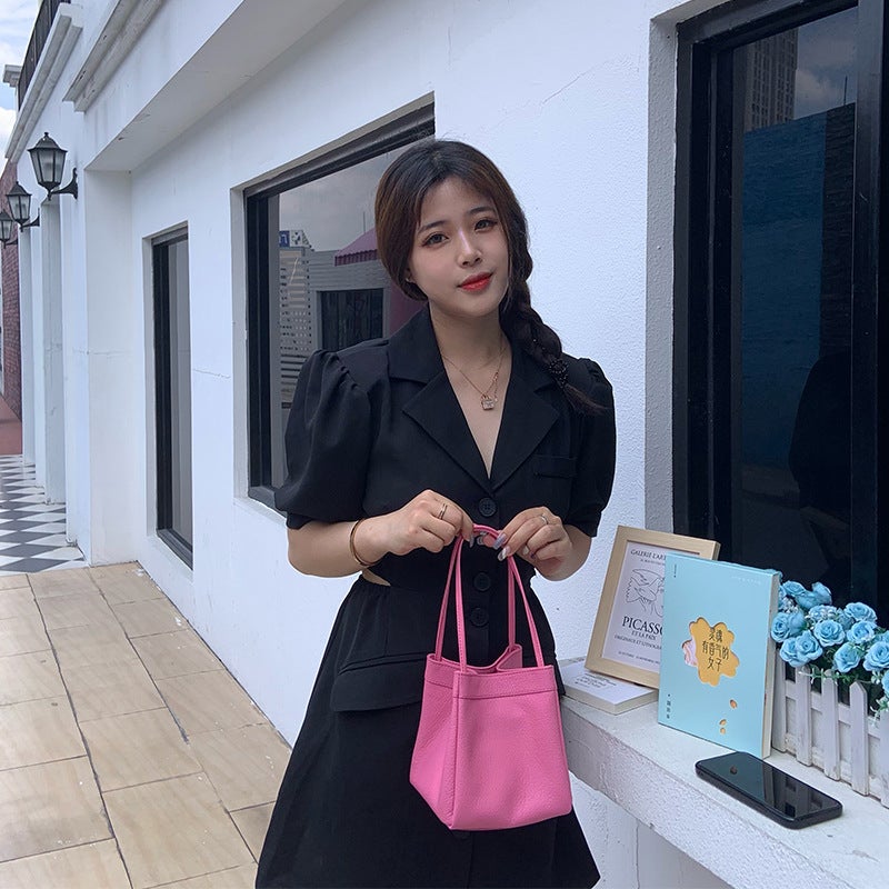 Bag Women'S 2021 New Korean Genuine Leather Small Square Bag All-Match Sheepskin Bucket Bag Niche Fashionable Underarm Handbag - Image 2