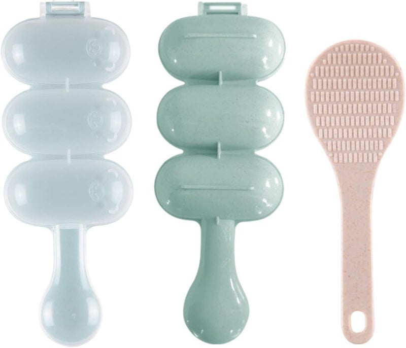 CiCy Rice Ball Mould Shaker Onigiri Mold Ball Shaped Kitchen Tools Shakers for Shake DIY Lunch with a Mini Rice Paddle (Green), 18.5x7cm - Image 2
