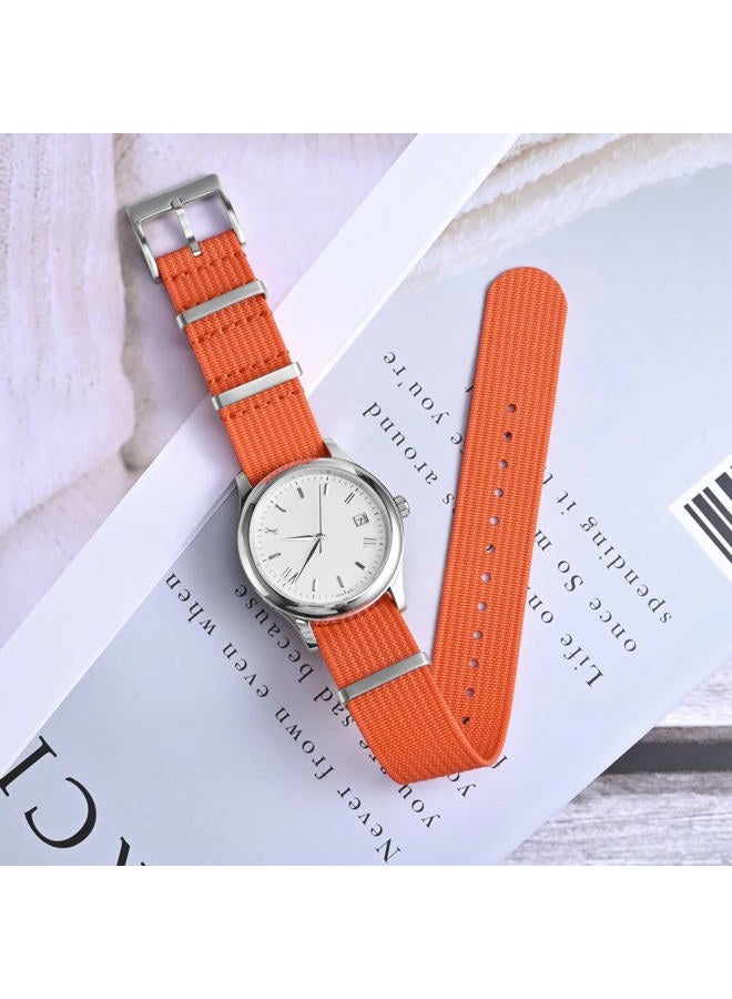 ANNEFIT Nylon Watch Band 20mm, One-Piece Waterproof Military Watch Straps with Heavy Silver Buckle (Orange)  - Image 2