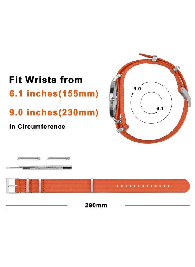 ANNEFIT Nylon Watch Band 20mm, One-Piece Waterproof Military Watch Straps with Heavy Silver Buckle (Orange)  - Image 4
