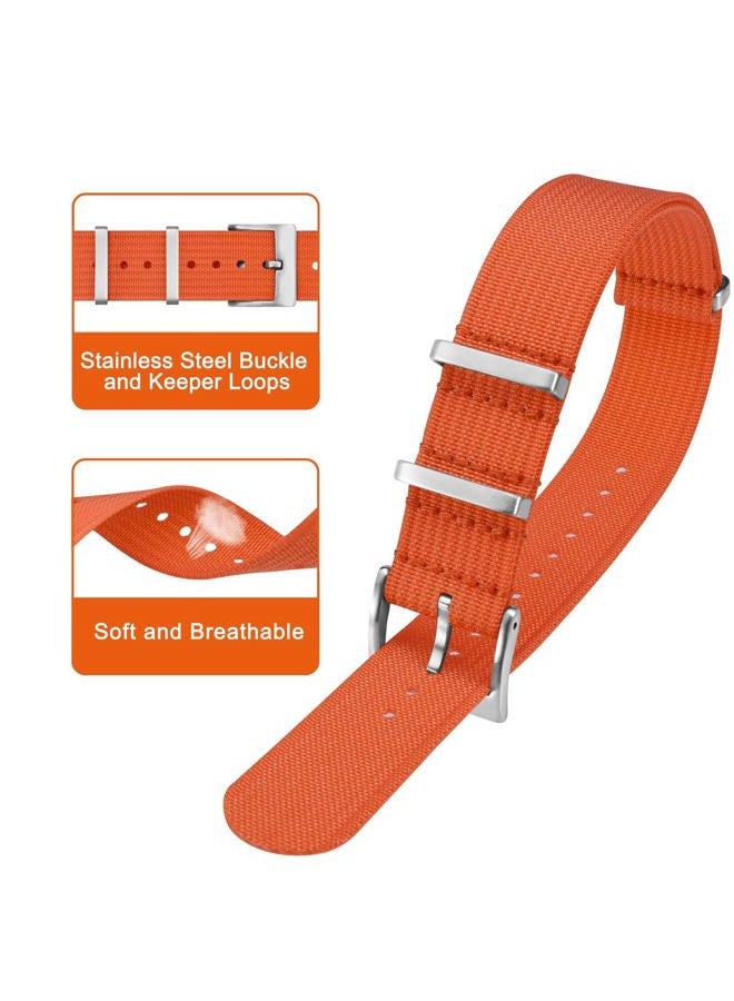 ANNEFIT Nylon Watch Band 20mm, One-Piece Waterproof Military Watch Straps with Heavy Silver Buckle (Orange)  - Image 3