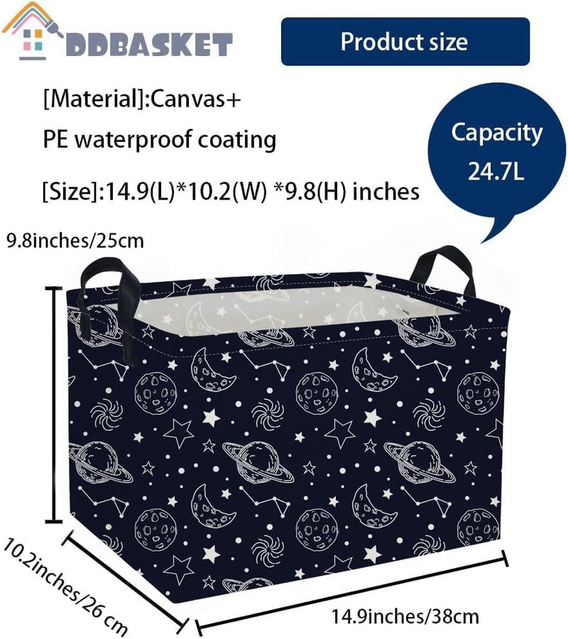 DDBASKET Rectangular Kids Baskets Star Basket Kids Storage Bins Girls Basket Cute Storage Bin Organizer Box Room Decor for Home(Starlit sky) - Image 2