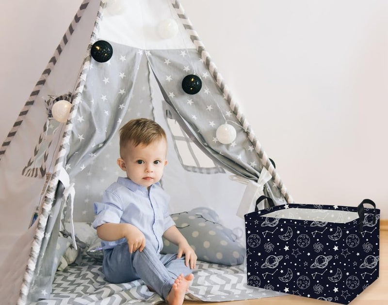 DDBASKET Rectangular Kids Baskets Star Basket Kids Storage Bins Girls Basket Cute Storage Bin Organizer Box Room Decor for Home(Starlit sky) - Image 3