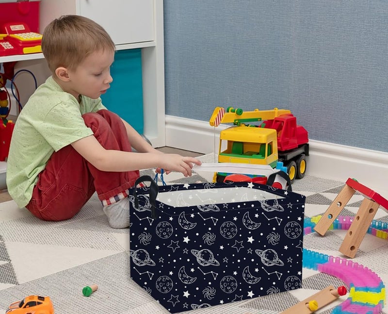 DDBASKET Rectangular Kids Baskets Star Basket Kids Storage Bins Girls Basket Cute Storage Bin Organizer Box Room Decor for Home(Starlit sky) - Image 5