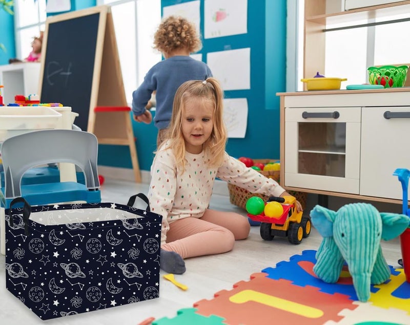DDBASKET Rectangular Kids Baskets Star Basket Kids Storage Bins Girls Basket Cute Storage Bin Organizer Box Room Decor for Home(Starlit sky) - Image 4