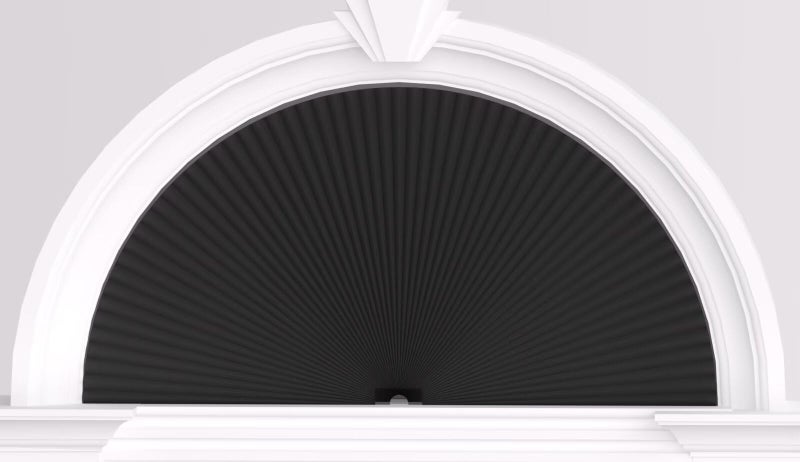 Myshade Arch Window Shades Half Circle Blackout Cellular Shades Cordless No Drill Blinds for Windows Half Moon Honeycomb Fabric No Tools Room Darkening Shades Easy Install (1PCS Black 24" W X 12" H) - Image 1