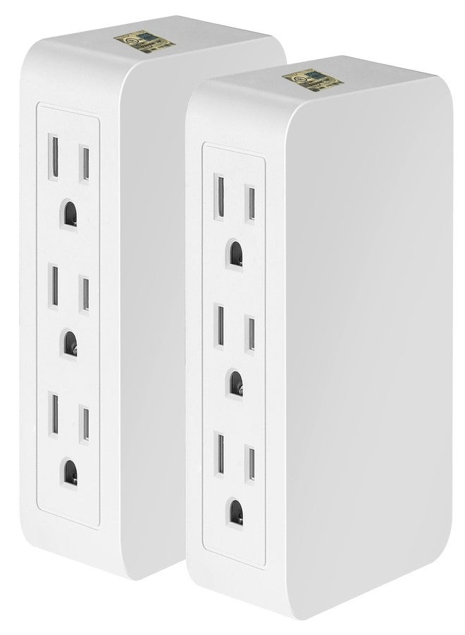 FiiMan 6 Outlet Wall Adapter, UL Listed 3-Prong Grounded Outlet to The Side, Wall Plug Side Access Adapter, 6 Way Outlet Extender Tap, White (1) - Image 3