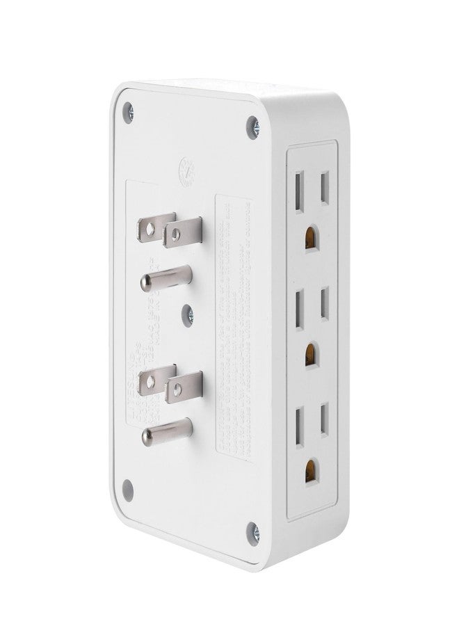FiiMan 6 Outlet Wall Adapter, UL Listed 3-Prong Grounded Outlet to The Side, Wall Plug Side Access Adapter, 6 Way Outlet Extender Tap, White (1) - Image 1