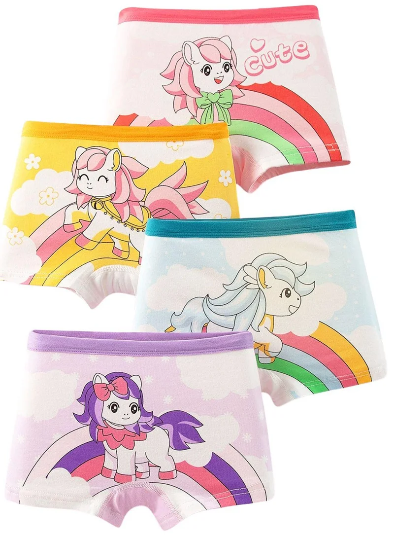 Babyqlo Girls Unicorn Printed Cotton Briefs Pack of 4