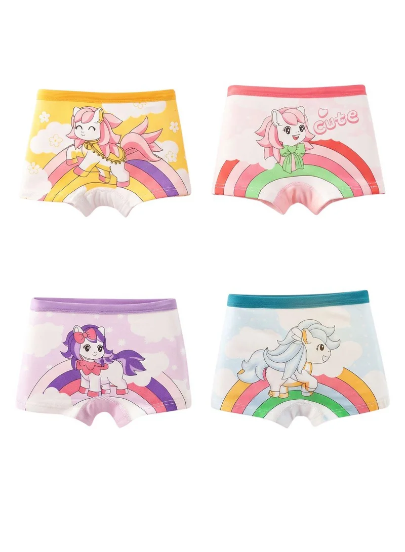 Babyqlo Girls Unicorn Printed Cotton Briefs Pack of 4