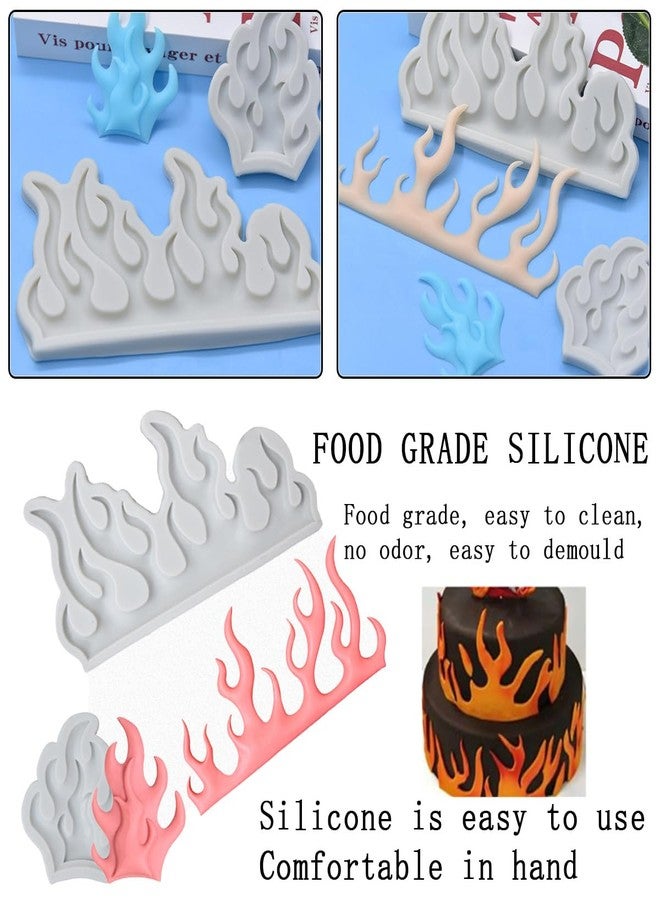 KuuGuu 3 PCS Flame Fondant Molds Fire Cake Decorating Silicone Molds Flame Shape Molds for Sugarcraft Cake Border Decoration Cupcake Topper Chocolate Candy Jewelry Polymer Clay Gum Crafting Projects - Image 3