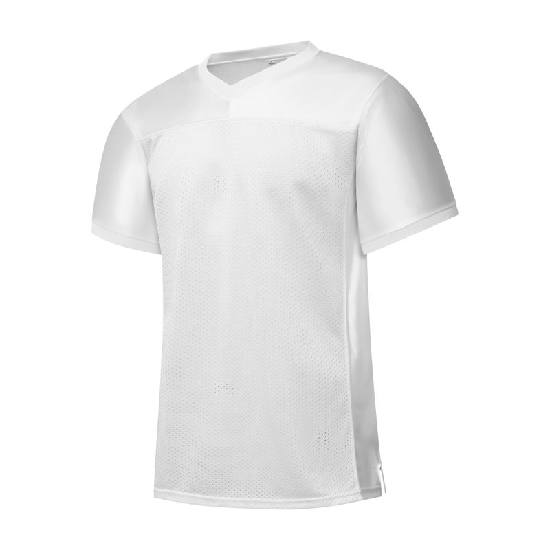 PRIMITAS Blank Football Jersey Mesh Athletic Football Shirt Practice Sports Uniform White - Image 1