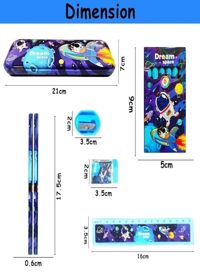 BELLABOTA Doremon Stationary Kit with 1 Pencil Box Case 2 Pencils 6 Crayon Colors 2 Space Gel Pen 1 Ruler Scale Eraser Sharpener Kit for Kids (Character As Per Available) - Image 3