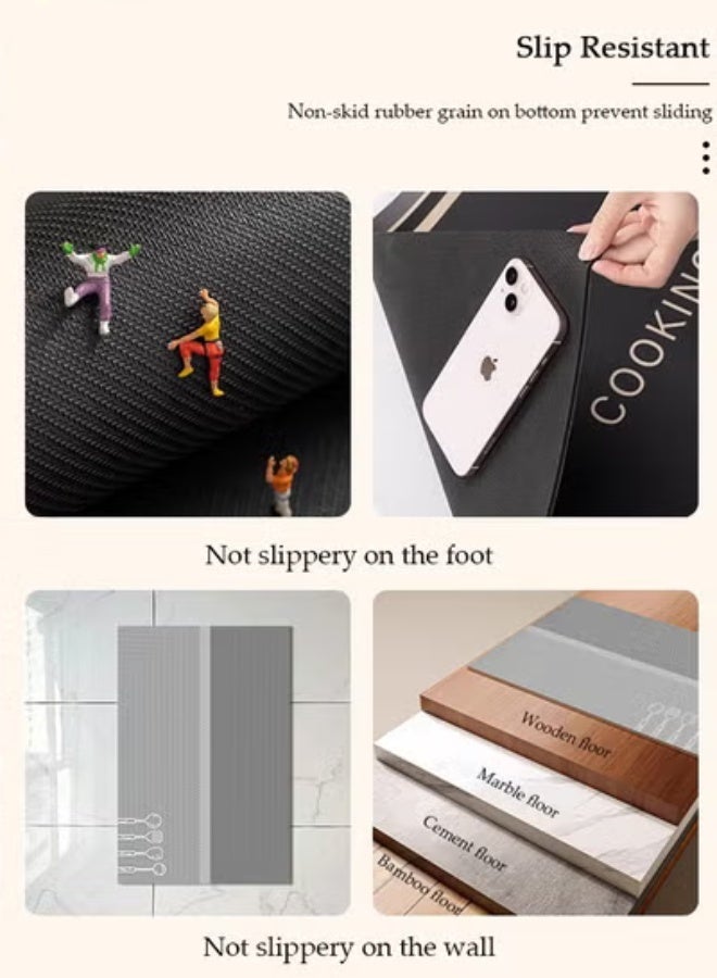 طقم سجاد مطبخ من قطعتين من طين الدياتوم، بتصميم عصري، مانع للانزلاق بفضل القاعدة المطاطية، قابل للغسل، مقاوم للزيوت والماء، سهل التنظيف، مناسب لأرضية المطبخ، المقاسات: 40*60 سم + 40*120 سم. - Image 5