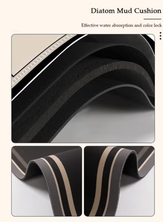 طقم سجاد مطبخ من قطعتين من طين الدياتوم، بتصميم عصري، مانع للانزلاق بفضل القاعدة المطاطية، قابل للغسل، مقاوم للزيوت والماء، سهل التنظيف، مناسب لأرضية المطبخ، المقاسات: 40*60 سم + 40*120 سم. - Image 3