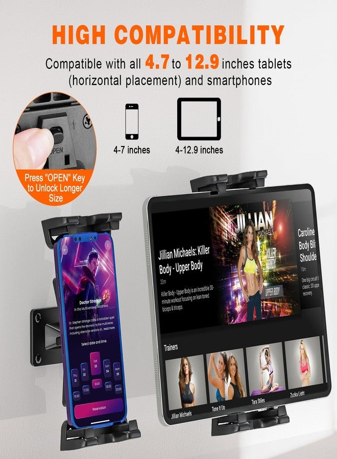 JUBOR Tablet Wall Mount, 360° Rotation Tablet Holder Stand, Sturdy Metal Base, Kitchen Wall Mount Compatible with iPad/iPhone/All 4.7-12.9 Inch Devices - Image 3