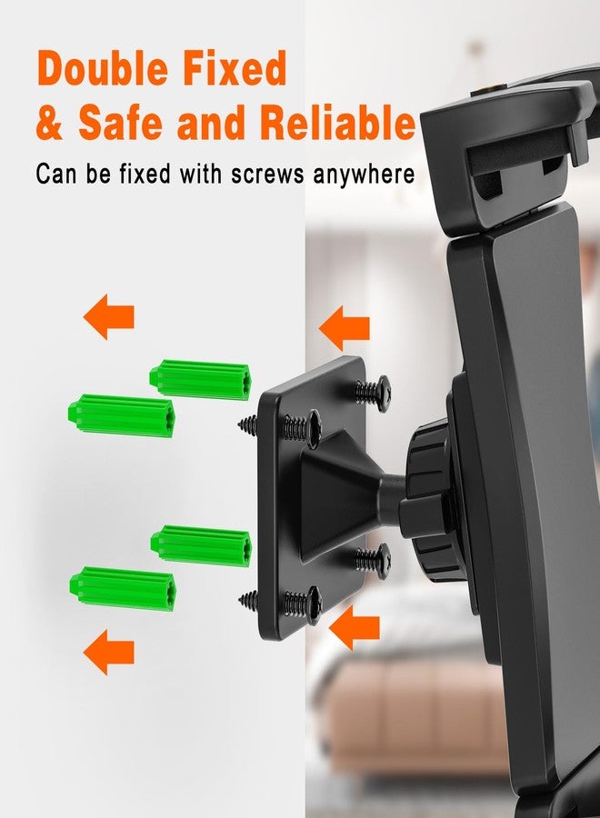JUBOR Tablet Wall Mount, 360° Rotation Tablet Holder Stand, Sturdy Metal Base, Kitchen Wall Mount Compatible with iPad/iPhone/All 4.7-12.9 Inch Devices - Image 4