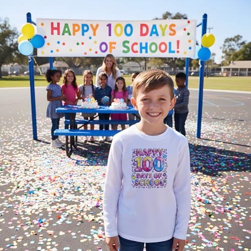 INCOK 100 Days of School Iron on Transfers - 30 Pcs DTF Transfers Ready to Press, DIY 100 Days of School Shirt Teacher Students, Rainbow Baseball Heat Vinyl Stickers for Clothes Hoodie Bag Jacket Sweatshirt - Image 3
