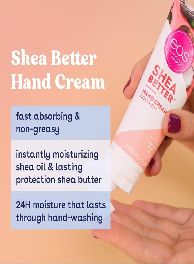 EOS eos Shea Better Hand Cream - Coconut, Natural Shea Butter Hand Lotion and Skin Care, 24 Hour Hydration with Shea Butter & Oil, 2.5 oz, Packaging May Vary 