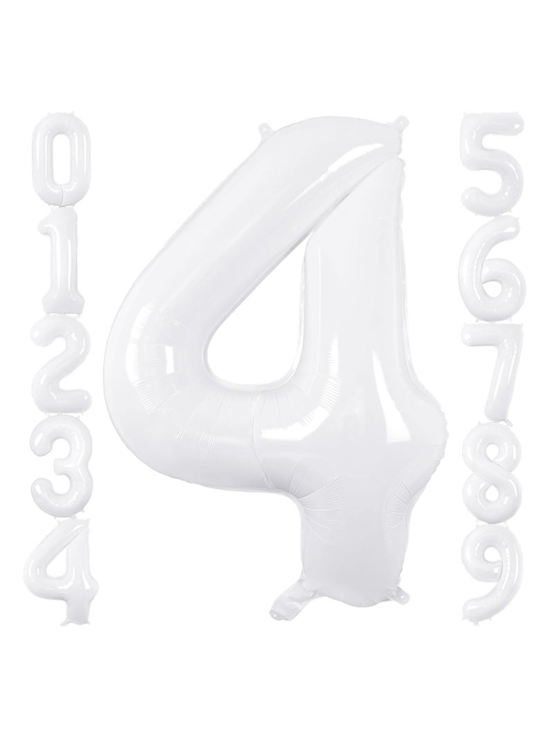ذا بارتي بوبير بالونات بيضاء أرقام 40 بوصة بالون هيليوم رقم 4 لتزيين حفلات أعياد الميلاد والذكرى السنوية - Image 1