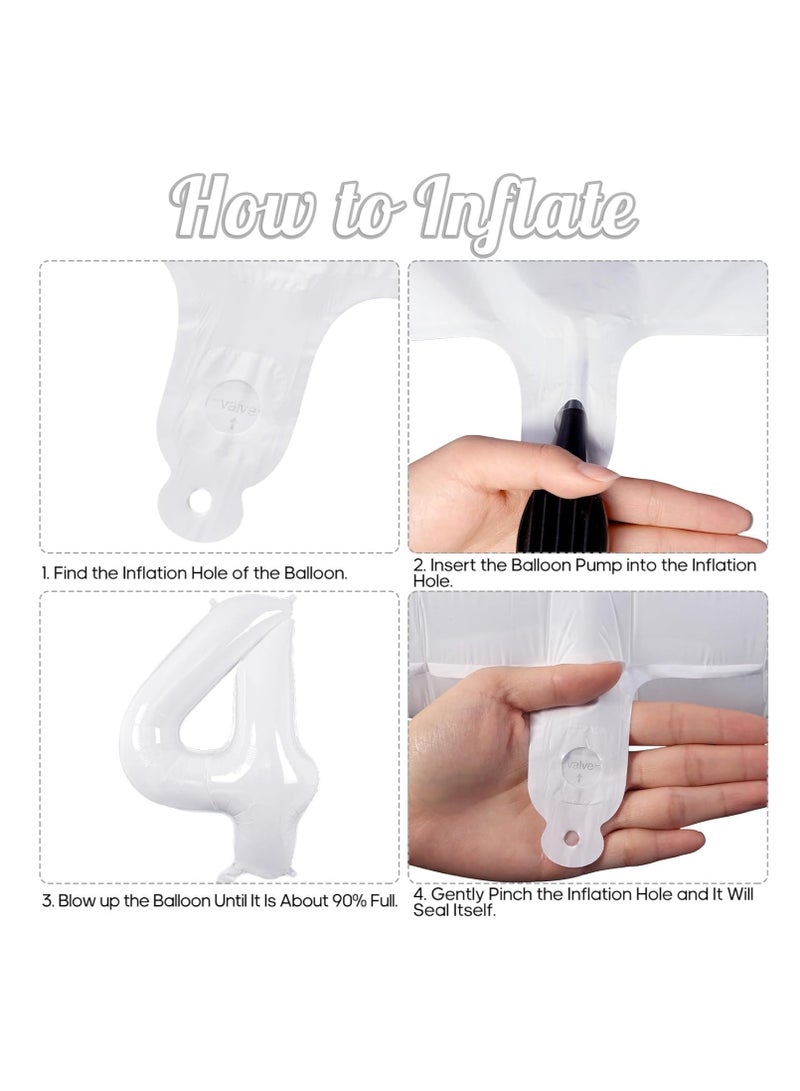 ذا بارتي بوبير بالونات بيضاء أرقام 40 بوصة بالون هيليوم رقم 4 لتزيين حفلات أعياد الميلاد والذكرى السنوية - Image 3