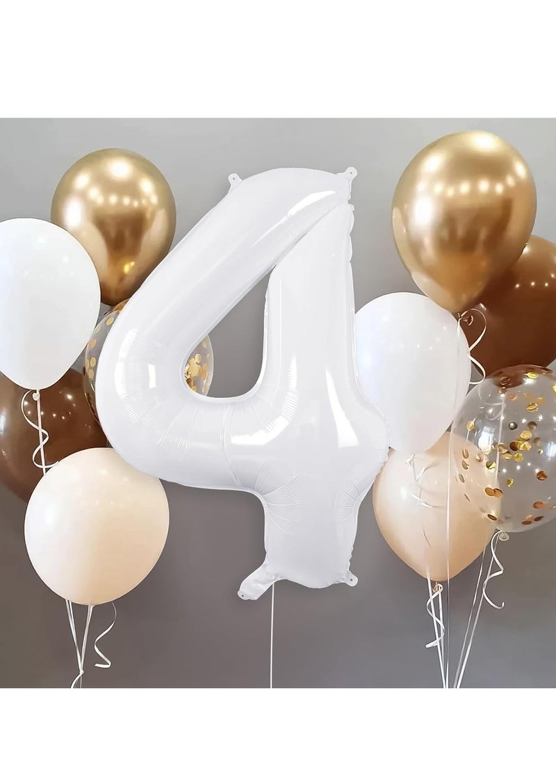 ذا بارتي بوبير بالونات بيضاء أرقام 40 بوصة بالون هيليوم رقم 4 لتزيين حفلات أعياد الميلاد والذكرى السنوية - Image 4