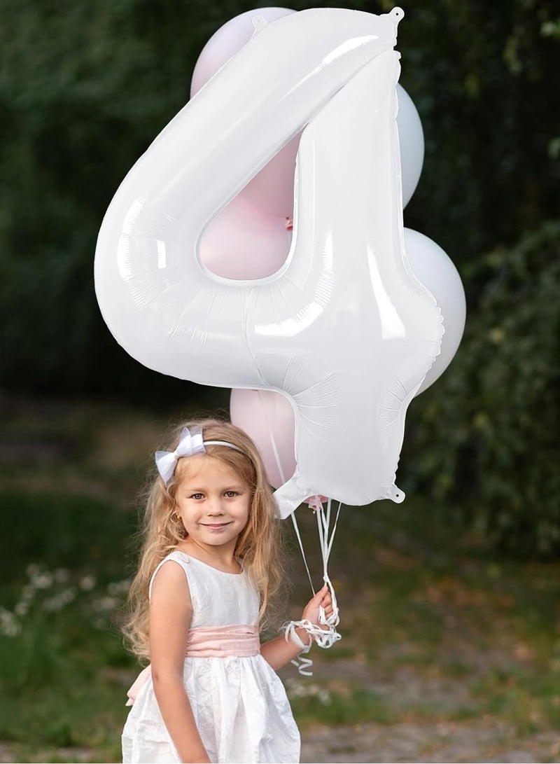 ذا بارتي بوبير بالونات بيضاء أرقام 40 بوصة بالون هيليوم رقم 4 لتزيين حفلات أعياد الميلاد والذكرى السنوية - Image 5