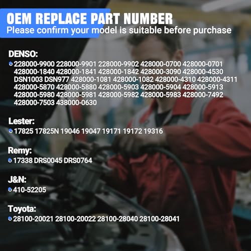 Tutor Auto 17825N Starter Motor New Replacement for 02-17 Toyota Camry 04-19 Highlander 04-16 Sienna 06-18 RAV4 02-08 Solara 05-18 Avalon, 02-19 Lexus RX330 RX350 ES330 ES350 NX200t, Scion XB TC, Pontiac Vibe - Image 2