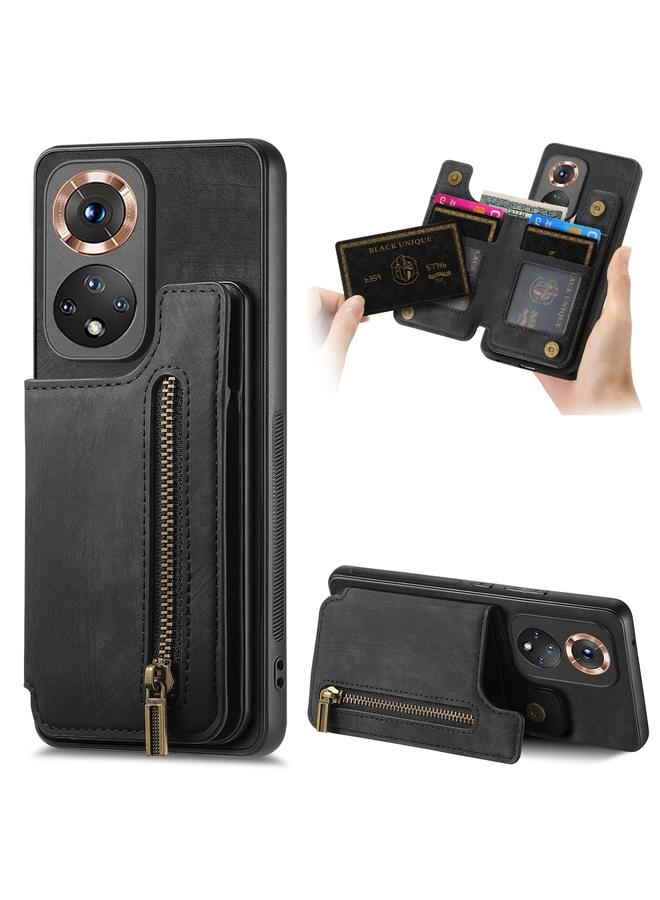 Zaboon Case For Honor 50 Retro Leather Zipper Wallet Back Phone Case - Image 1