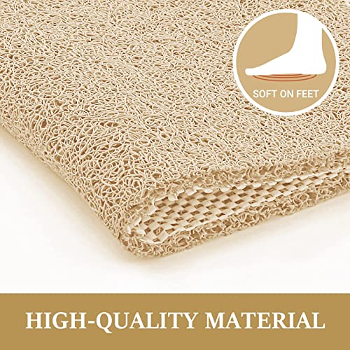 LuxStep Shower Mat Bathtub Mat,24x16 inch, Non-Slip Bath Mat with Drain, Quick Drying PVC Loofah Bathmat for Tub,Shower,Bathroom (Phthalate Free,Khaki) - Image 5