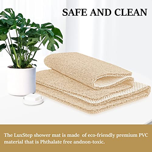 LuxStep Shower Mat Bathtub Mat,24x16 inch, Non-Slip Bath Mat with Drain, Quick Drying PVC Loofah Bathmat for Tub,Shower,Bathroom (Phthalate Free,Khaki) - Image 4